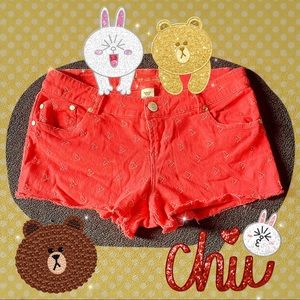 Coral Pink Heart Shorts